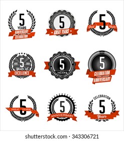Anniversary Badges Black and Red 5th Years Celebration