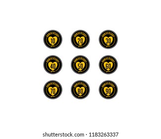 anniversary badges and labels in vintage style