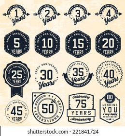 Anniversary Badges and Labels in Vintage Style