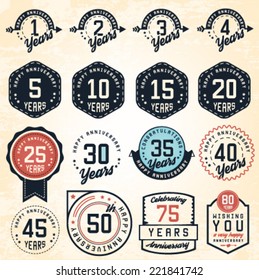 Anniversary Badges and Labels in Vintage Style