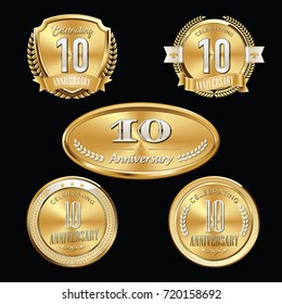 Anniversary Badges. Premium Set of Anniversary Badges. 10th Anniversary.