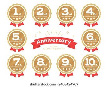 Anniversary Badges Set. Vector Illustration Isolated On White Background