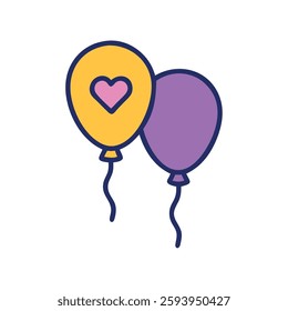 Anniversary balloon decoration icon style illustration