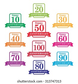 Anniversary batch. Celebration. Banner with ribbons. Stamp. Vector illustration. EPS10