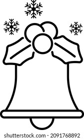 Anniversary Bells with Holly Berry Concept Vector Line Icon Design, Winter Season activities Symbol, Coldest Weather Sign, Snow and frost Stock Illustration