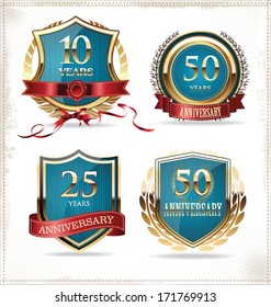 Anniversary blue labels
