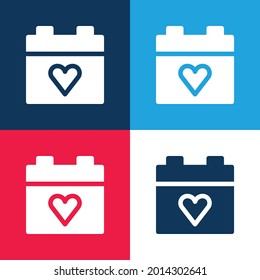 Anniversary blue and red four color minimal icon set