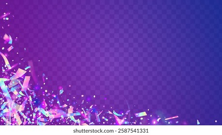 Anniversary Burst. 3d Confetti. Art Concept. Festive Background. Happy Christmas Serpentine. Blue Glare Glitter. Abstract Banner. Digital Tinsel. Pink Anniversary Burst