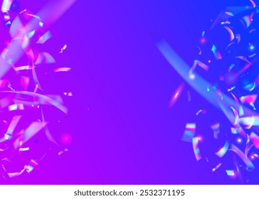 Anniversary Burst. Celebrate Ribbon. Surprise Tinsel. Purple Glare Confetti. Abstract Design. Light Holographic Serpentine. Foil Gradient. Color Glitter. Pink Anniversary Burst