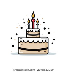 anniversary cake with candle illustration design