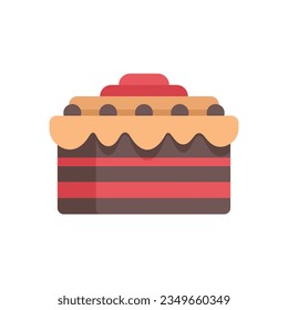 Anniversary cake icon flat vector. Birthday party. Cream food isolated