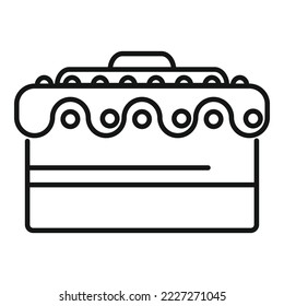 Vector de contorno de icono de tarta de aniversario. Fiesta de cumpleaños. Comida con crema
