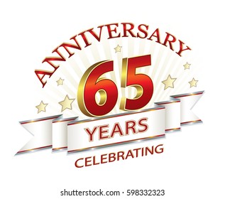 Anniversary card with 65
 years on a light background. Vector illustration
 years on a light background. Vector illustration