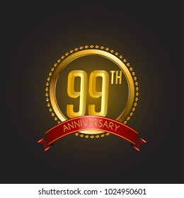 anniversary card design template with black background and golden circle