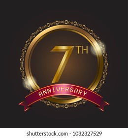 anniversary card design template with black background and golden circle