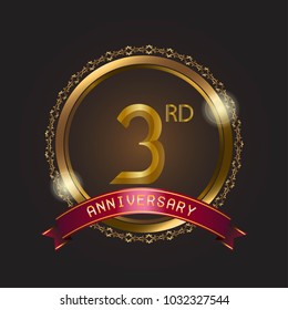 anniversary card design template with black background and golden circle