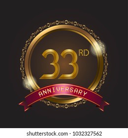 anniversary card design template with black background and golden circle