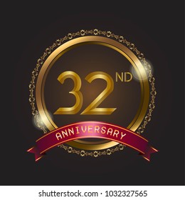 anniversary card design template with black background and golden circle
