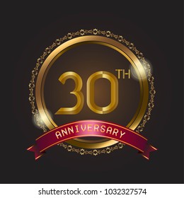 anniversary card design template with black background and golden circle