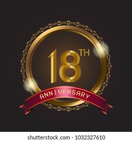 anniversary card design template with black background and golden circle