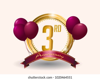 anniversary card design template with elegant golden style