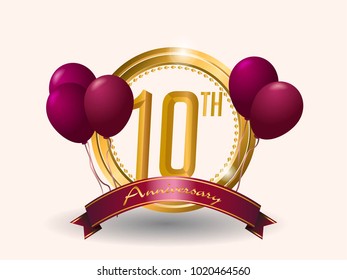 anniversary card design template with elegant golden style