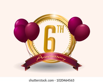 anniversary card design template with elegant golden style