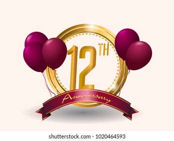 anniversary card design template with elegant golden style