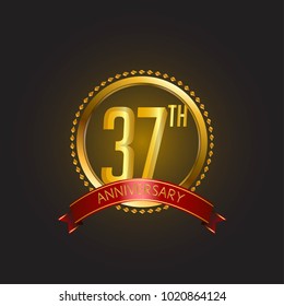 anniversary card design template with golden elegant style