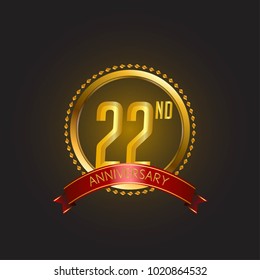 anniversary card design template with golden elegant style