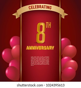 anniversary card design template with red and golden accent.