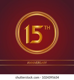 anniversary card design template with red and golden accent.