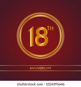 anniversary card design template with red and golden accent.