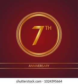anniversary card design template with red and golden accent.