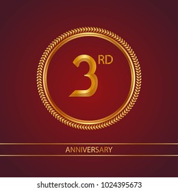 anniversary card design template with red and golden accent.