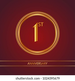 anniversary card design template with red and golden accent.