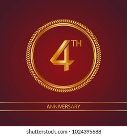 anniversary card design template with red and golden accent.