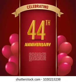 anniversary card design template with red back ground and balloons