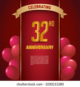 anniversary card design template with red back ground and balloons