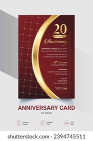 Anniversary card template design, creative and luxury anniversary card