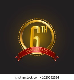 anniversary card template design with golden elegant style