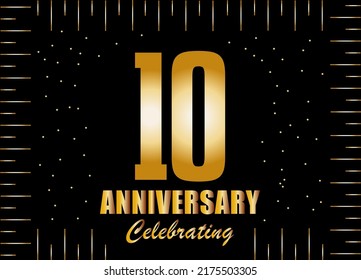 Anniversary celebrating 10 years. Luxury decorative vector with gold for special anniversary date.