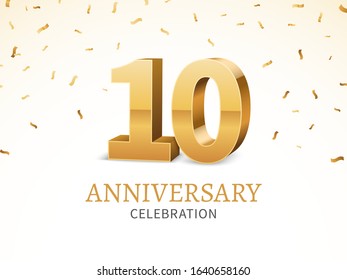 記念10日 金色の3d番号 10周年記念のイベントパーティーのポスターテンプレート ベクターイラスト のベクター画像素材 ロイヤリティフリー