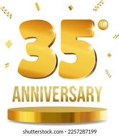 Anniversary celebration 3D numbers golden composition 35 years realistic vector