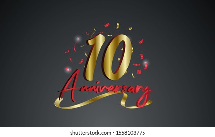 Anniversary celebration background. with the 10th number in gold and with the words golden anniversary celebration.