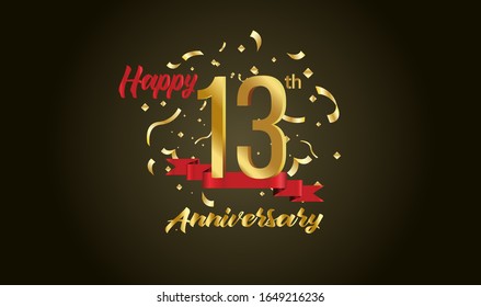 Anniversary celebration background. with the 13th number in gold and with the words golden anniversary celebration.