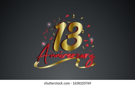 Anniversary celebration background. with the 13th number in gold and with the words golden anniversary celebration.