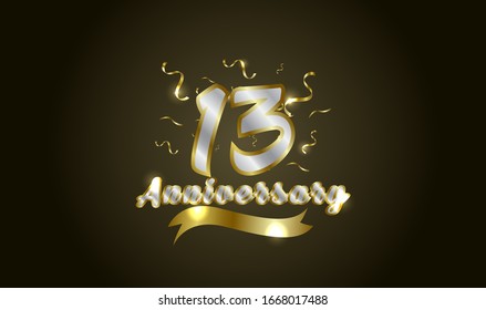 Anniversary celebration background. with the 13th number in gold and with the words golden anniversary celebration.
