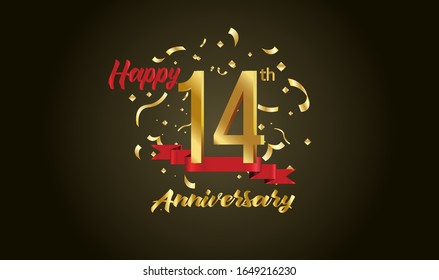 Anniversary celebration background. with the 14th number in gold and with the words golden anniversary celebration.