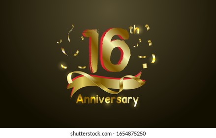 Anniversary celebration background. with the 16th number in gold and with the words golden anniversary celebration.